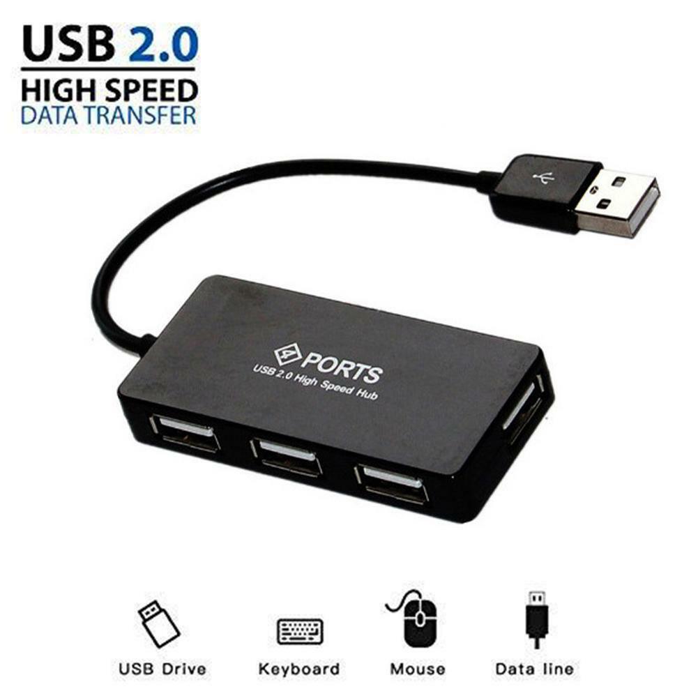 Black 4 Ports High Speed Mini USB 2.0 Splitter Hub For PC Computer Accessories Black 4 Ports High Speed Mini USB 2.0 Splitter Hub For PC Computer Accessories