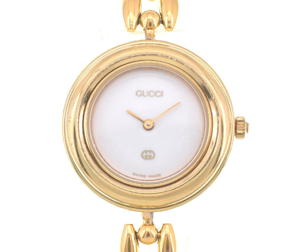 GUCCI Change bezel 11/12.2 white Dial GP Quartz Ladies Watch W#85977 GUCCI Change bezel 11/12.2 white Dial GP Quartz Ladies Watch W#85977