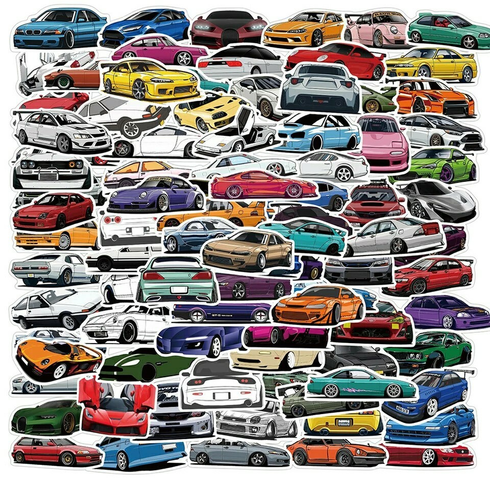 50Pcs Racing Car Graffiti Stickers Laptop Guitar Luggage Bike Skateboard 🏎️🚗 50Pcs Racing Car Graffiti Stickers Laptop Guitar Luggage Bike Skateboard 🏎️🚗