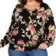 Style & Co. Women’s Top Black Size 1X Plus Floral Criss-Cross Surplice #386 Style & Co. Women’s Top Black Size 1X Plus Floral Criss-Cross Surplice #386