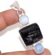 Black Tourmaline Rainbow Moonstone 925 Silver Plated Pendant 2.5″ Unique Gift GW Black Tourmaline Rainbow Moonstone 925 Silver Plated Pendant 2.5″ Unique Gift GW