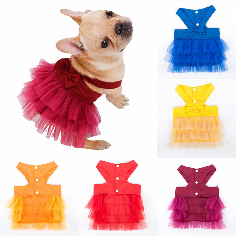 Pet Dog Lace Tulle Dress Button Strap Veil Skirt Puppy Fashion Travel Clothing Pet Dog Lace Tulle Dress Button Strap Veil Skirt Puppy Fashion Travel Clothing