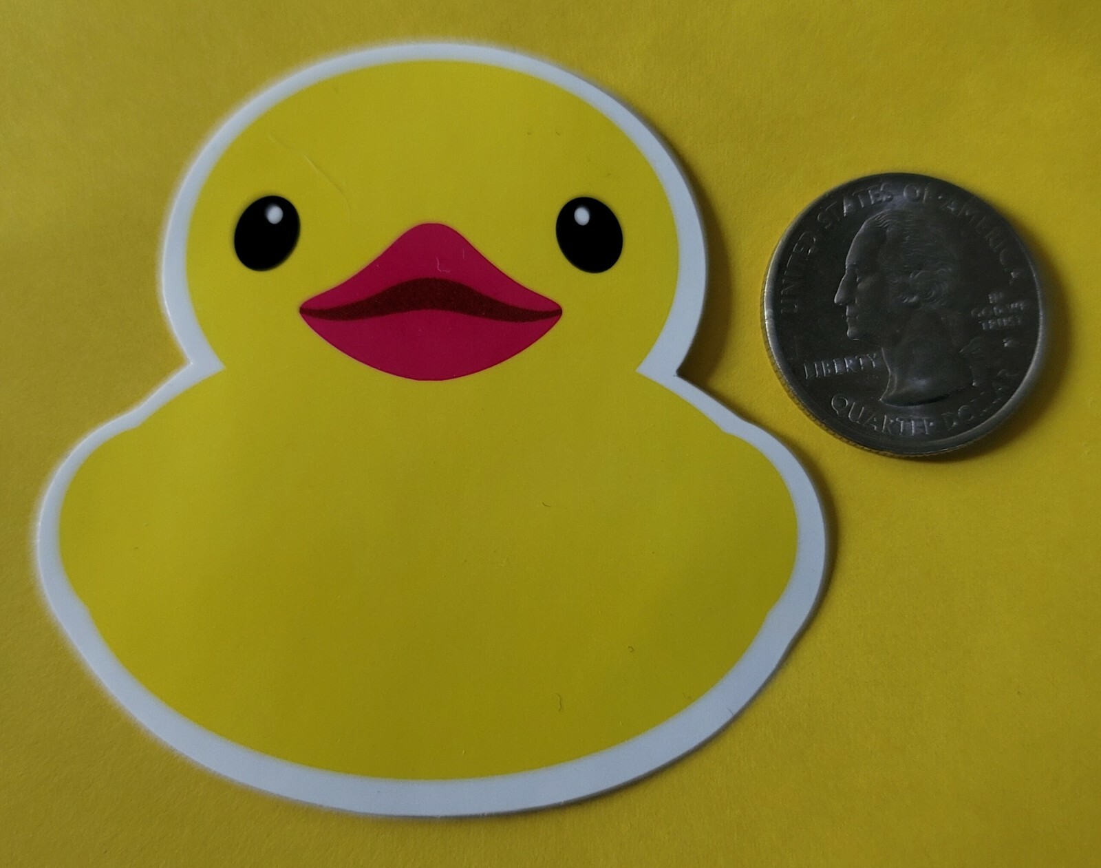 Cute Yellow Duck With Pink Beak Sticker Decal Cartoon Multicolor Animal Theme
