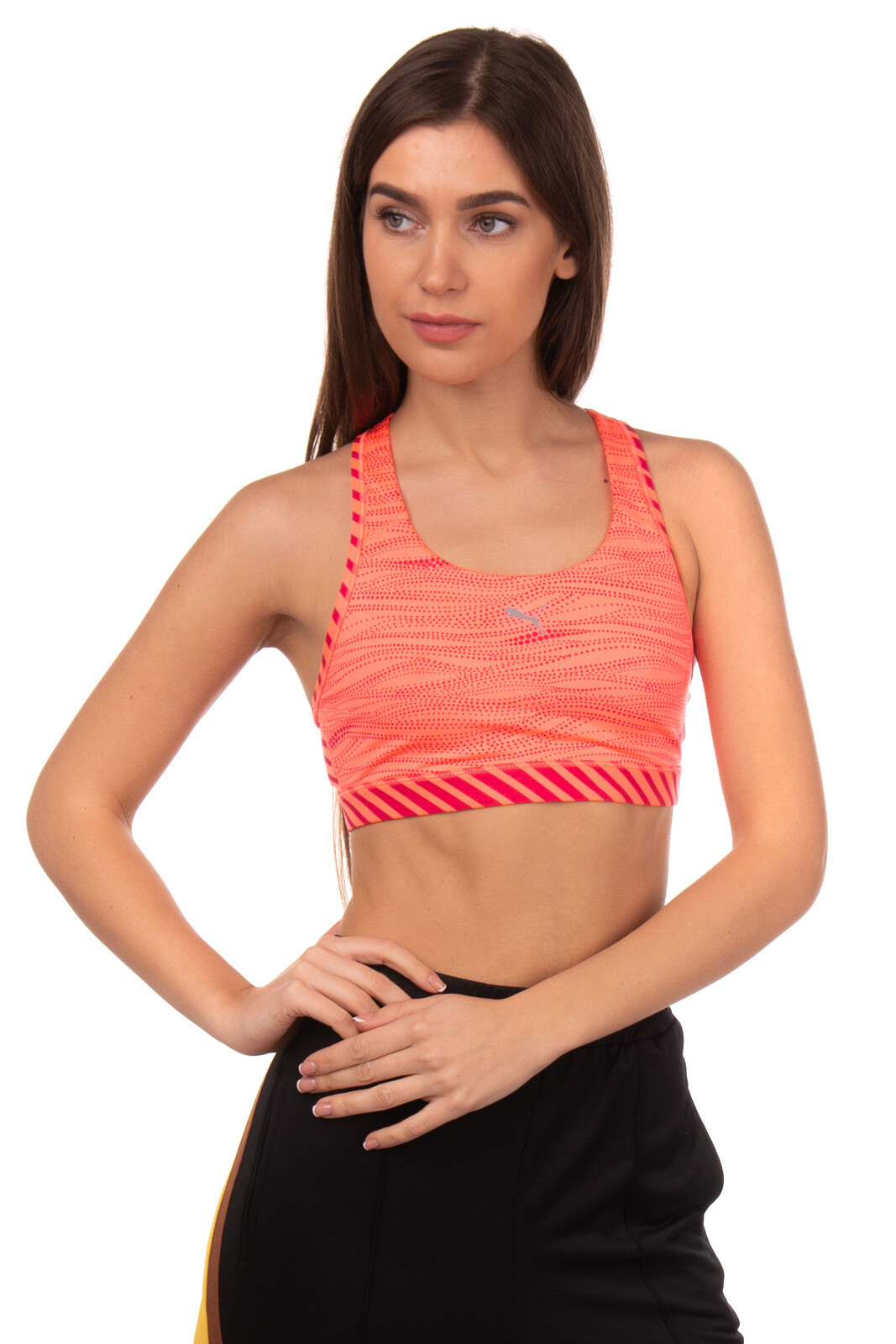 PUMA PWRSHAPE FOREVER Sports Bra Size M DryCell Patterned Fully Lined Racer Back