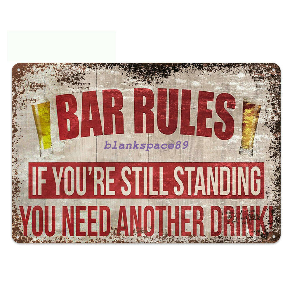 Metal Tin Sign bar rules Pub Home Vintage Retro Poster Cafe