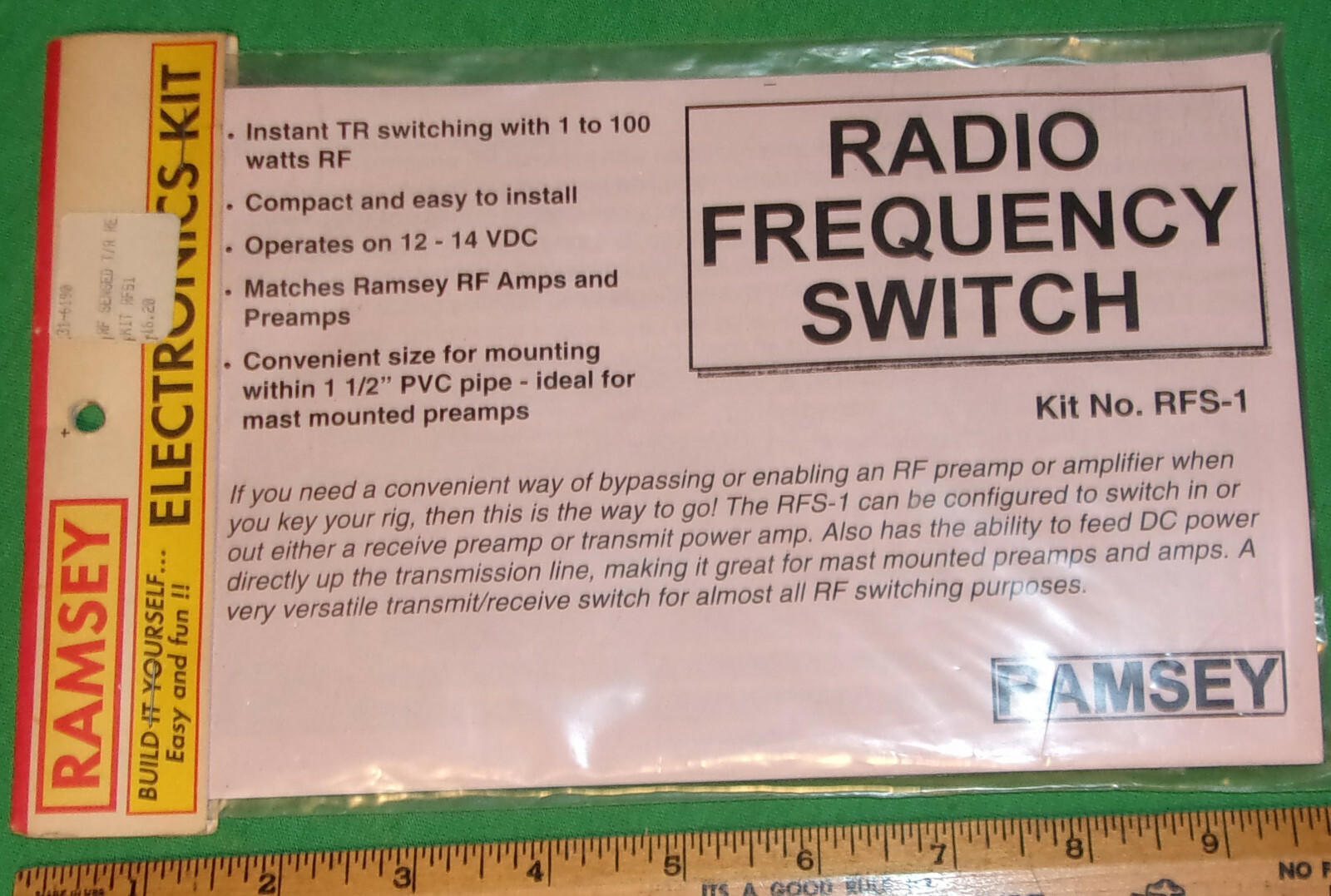 Ramsey Electronics Radio Frequency Switch RFS-1 Unassembled Kit (1994) Ramsey Electronics Radio Frequency Switch RFS-1 Unassembled Kit (1994)