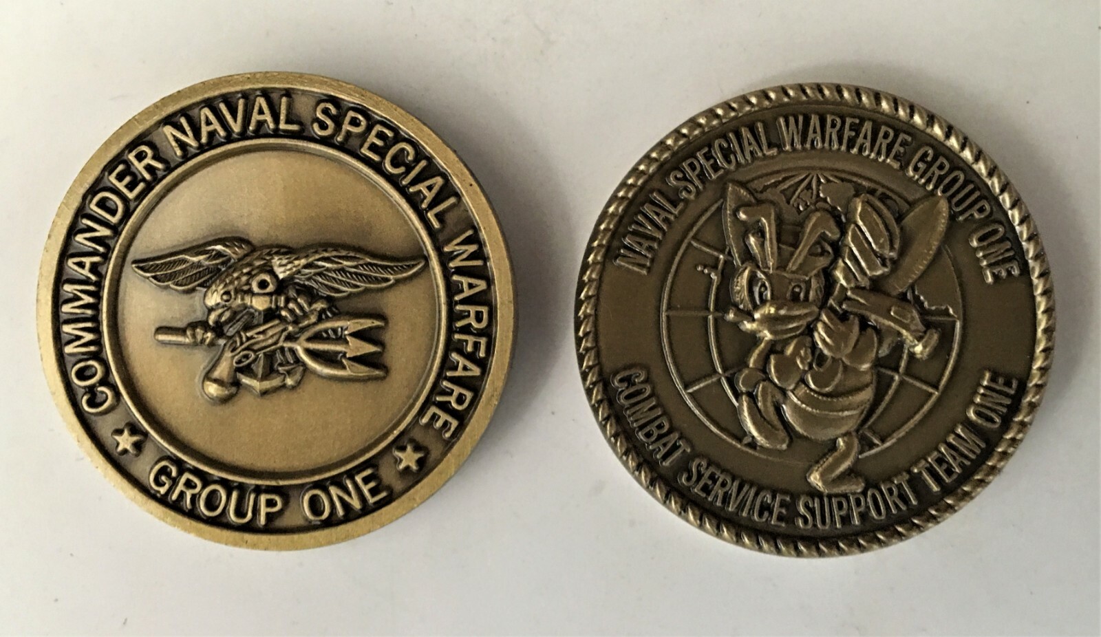 Naval Special Warfare Group ONE Service Support SEAL Vintage Challenge Coin