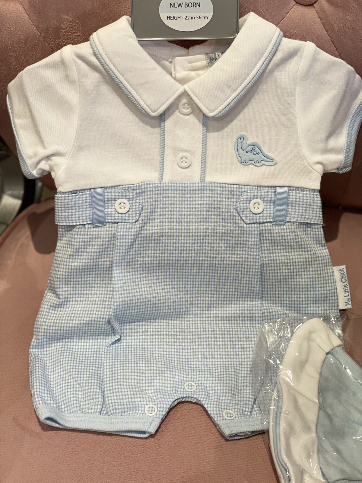 Spanish Style Newborn Baby Boys All in One Romper Set with Hat Gingham 2pc 0-6 m Spanish Style Newborn Baby Boys All in One Romper Set with Hat Gingham 2pc 0-6 m