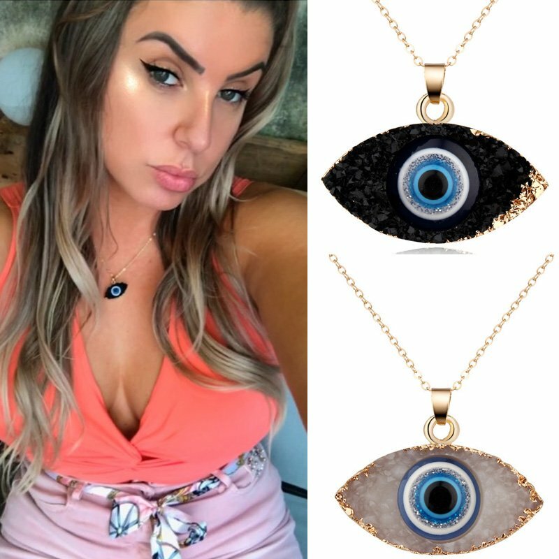 Lucky Evil Eye Blue Beads Choker Acrylic Pendant Necklace Resin Women Jewelry Lucky Evil Eye Blue Beads Choker Acrylic Pendant Necklace Resin Women Jewelry