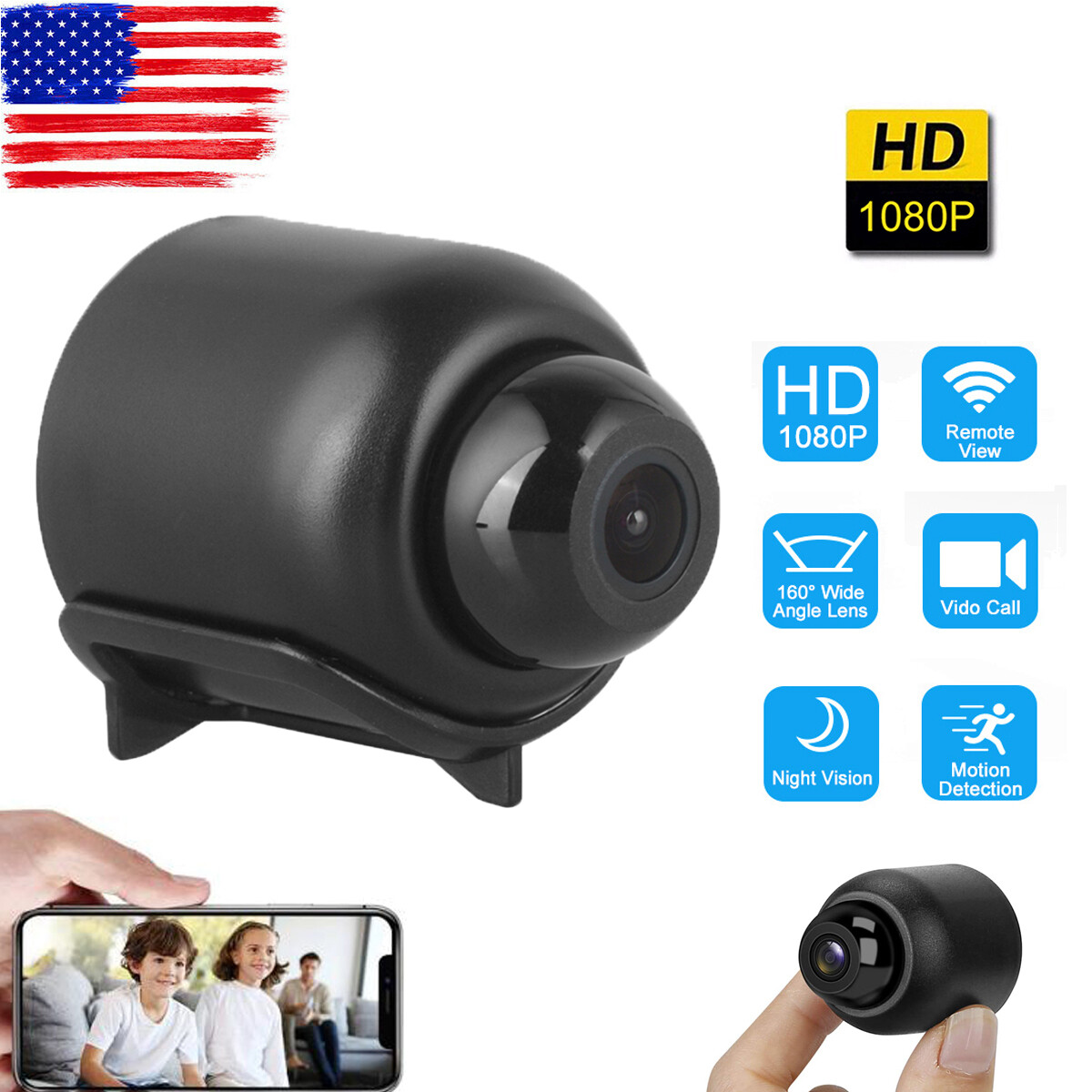 Mini Hidden Spy Camera Wireless Wifi IP Home Security DVR Night Vision HD 1080P