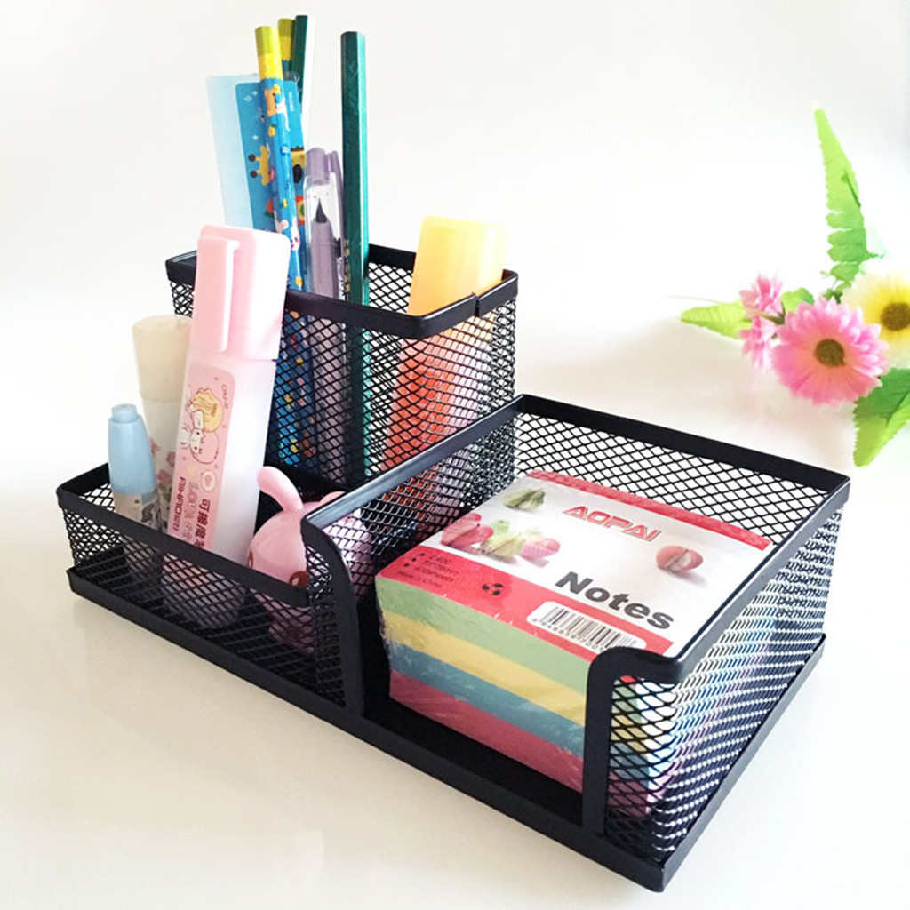 Office Mesh Desk Accessories Organizer Caddy Supplies Storage, 3-compartment Office Mesh Desk Accessories Organizer Caddy Supplies Storage, 3-compartment