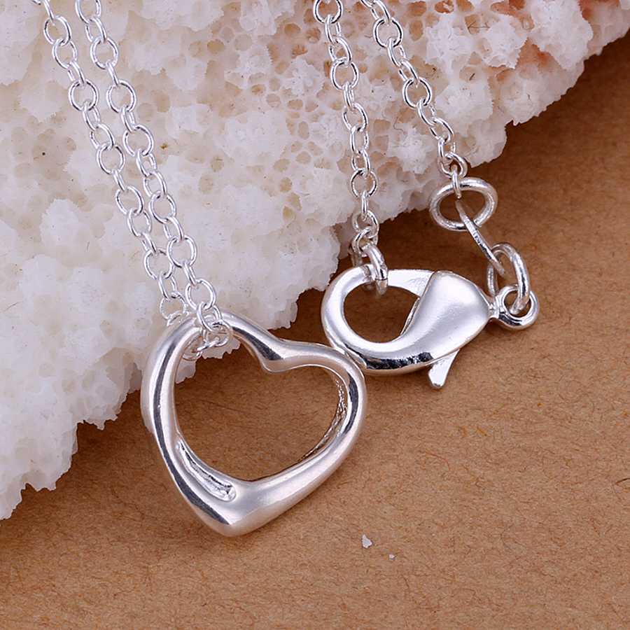 2PCS 925Sterling Solid Silver Jewelry Small Heart Chain Pendant Necklace P078 2PCS 925Sterling Solid Silver Jewelry Small Heart Chain Pendant Necklace P078