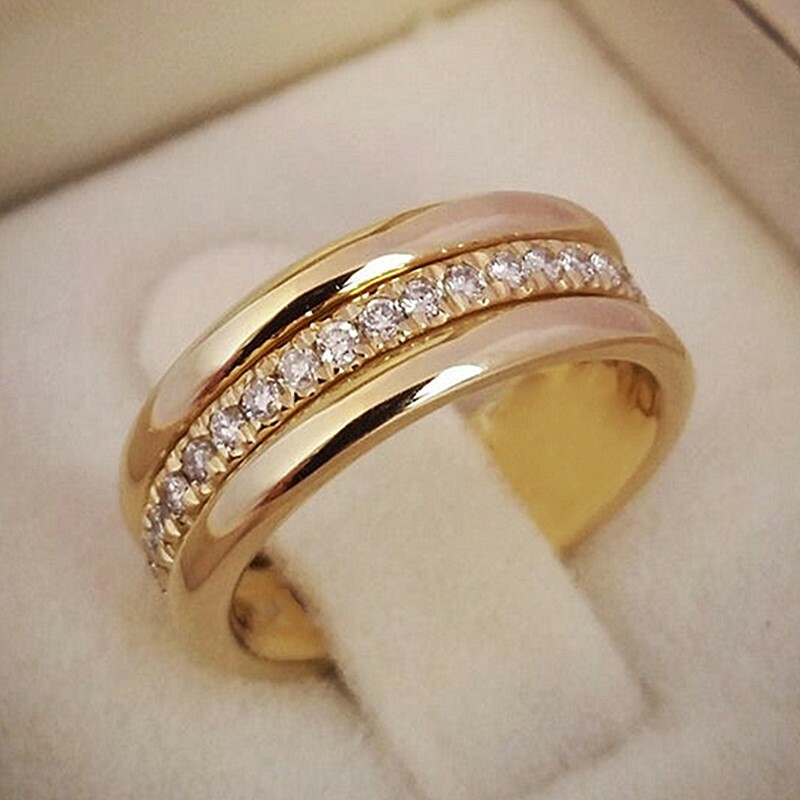 Women 925 Silver,Gold Ring White Sapphire Wedding Jewelry Rings Size 6-10 Women 925 Silver,Gold Ring White Sapphire Wedding Jewelry Rings Size 6-10
