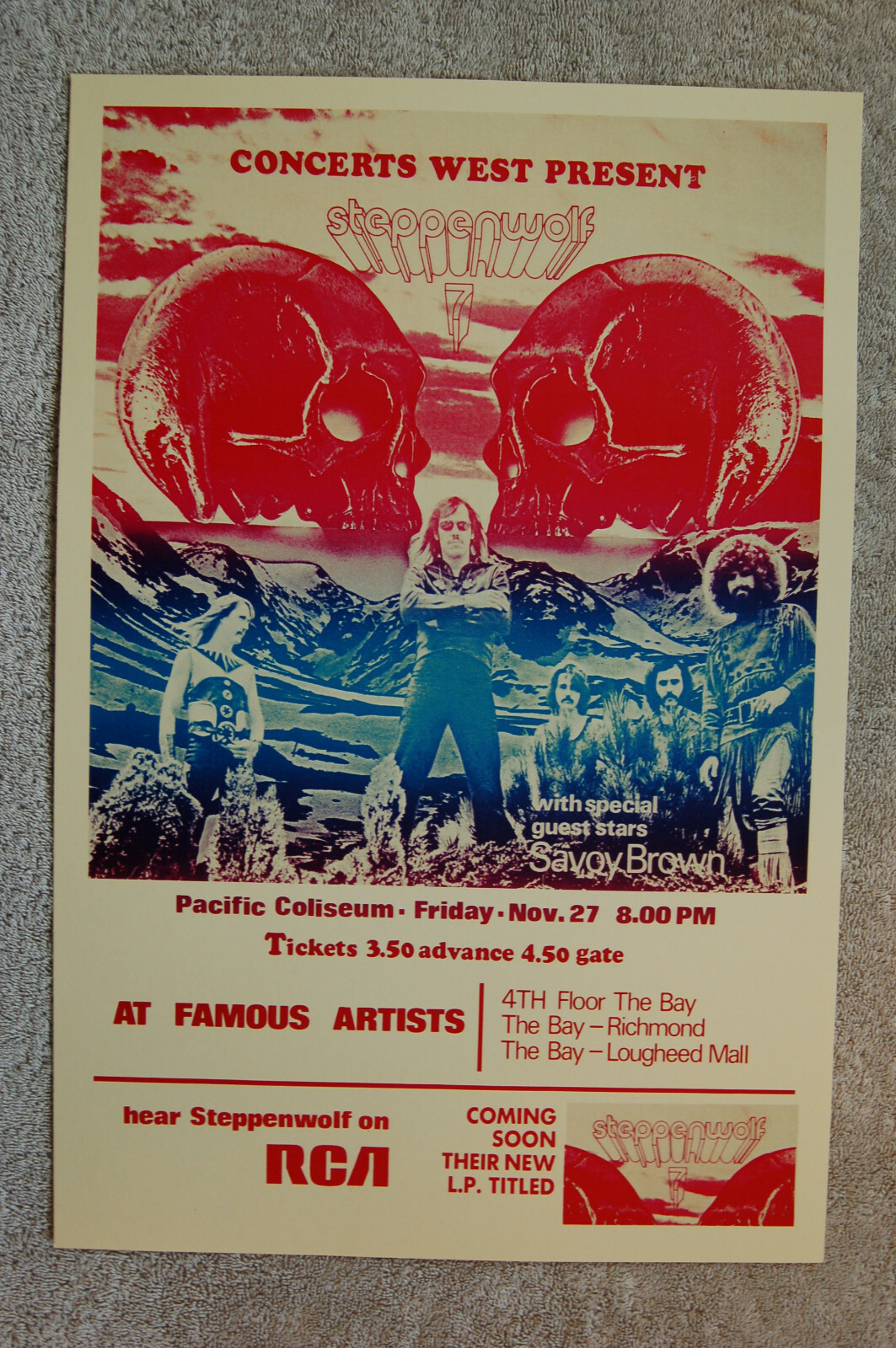 Steppenwolf Concert tour poster 1970 Pacific Coliseum Steppenwolf Concert tour poster 1970 Pacific Coliseum