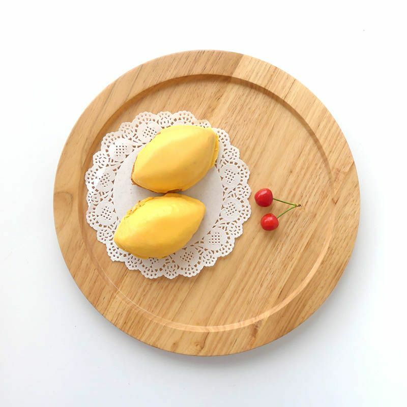 Round Shaped Wooden Dining Food Plate Trays Kitchen Western Breakfast Tableware