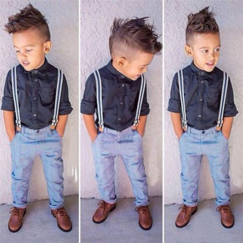 2pcs Kids Baby Boys Fashion Gentleman Suit Long Sleeve Shirt+Suspender Pants Set 2pcs Kids Baby Boys Fashion Gentleman Suit Long Sleeve Shirt+Suspender Pants Set