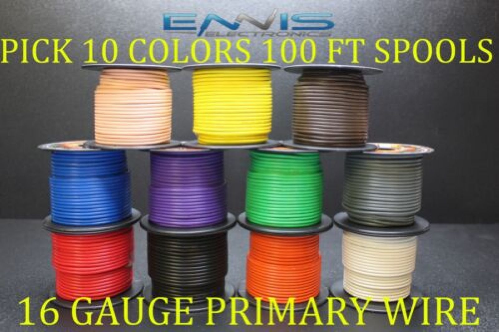 16 GAUGE WIRE ENNIS ELECTRONICS 100 FT EA PRIMARY CABLE AWG COPPER CLAD 10 ROLLS 16 GAUGE WIRE ENNIS ELECTRONICS 100 FT EA PRIMARY CABLE AWG COPPER CLAD 10 ROLLS
