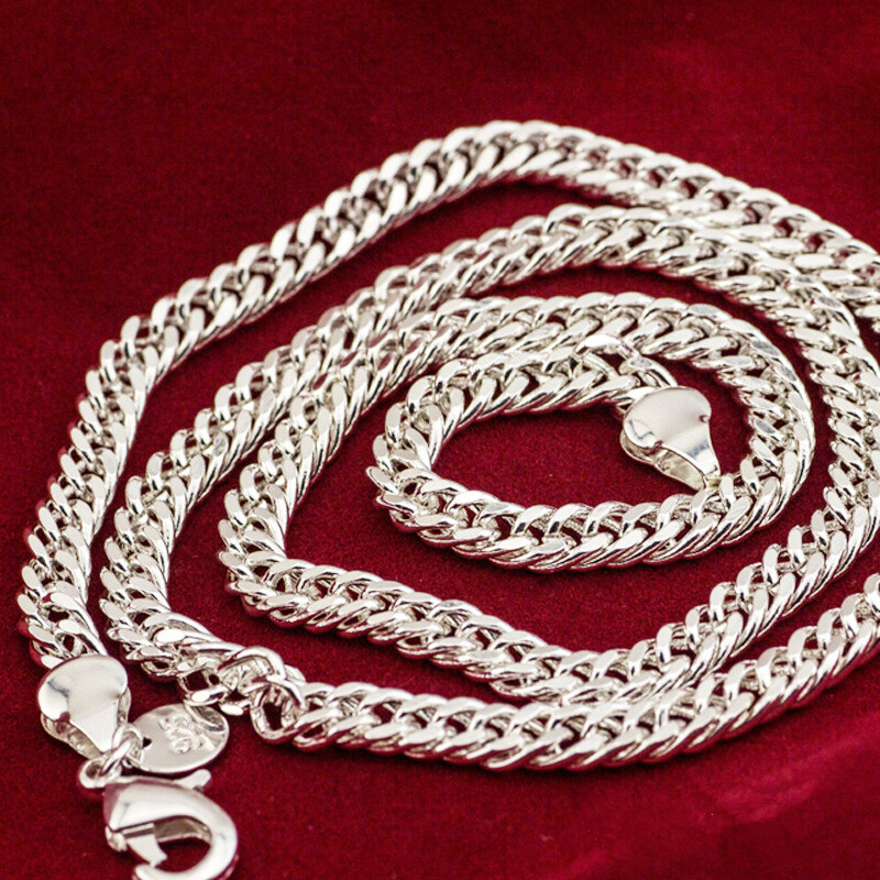 Men Womens 5mm 925 Sterling Solid Silver Flat Cuban Curb Link Chain Necklace Men Womens 5mm 925 Sterling Solid Silver Flat Cuban Curb Link Chain Necklace