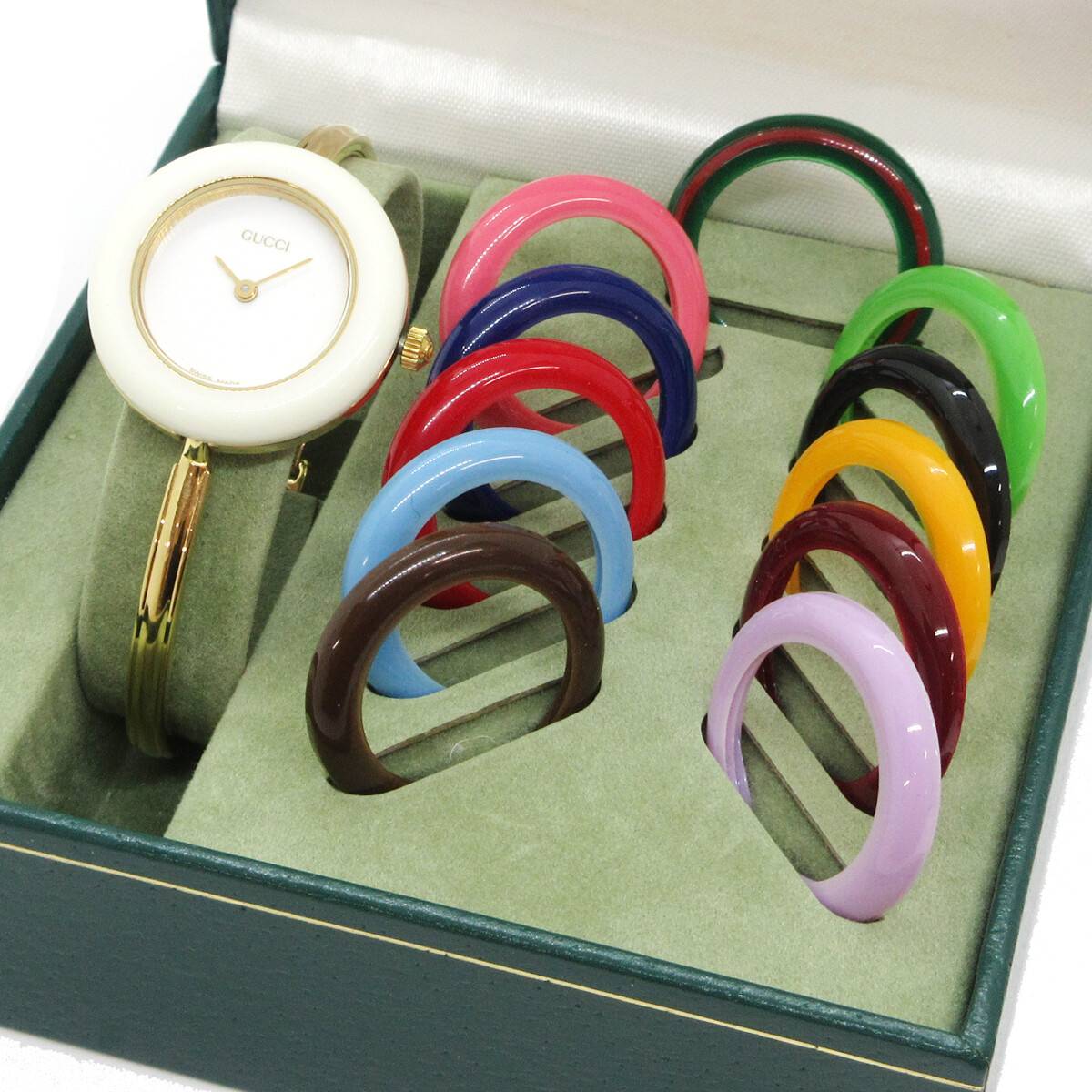 GUCCI 11/12.2 Change Bezel Quartz Ladies Wristwatch Watch Bracelet 01585 GUCCI 11/12.2 Change Bezel Quartz Ladies Wristwatch Watch Bracelet 01585