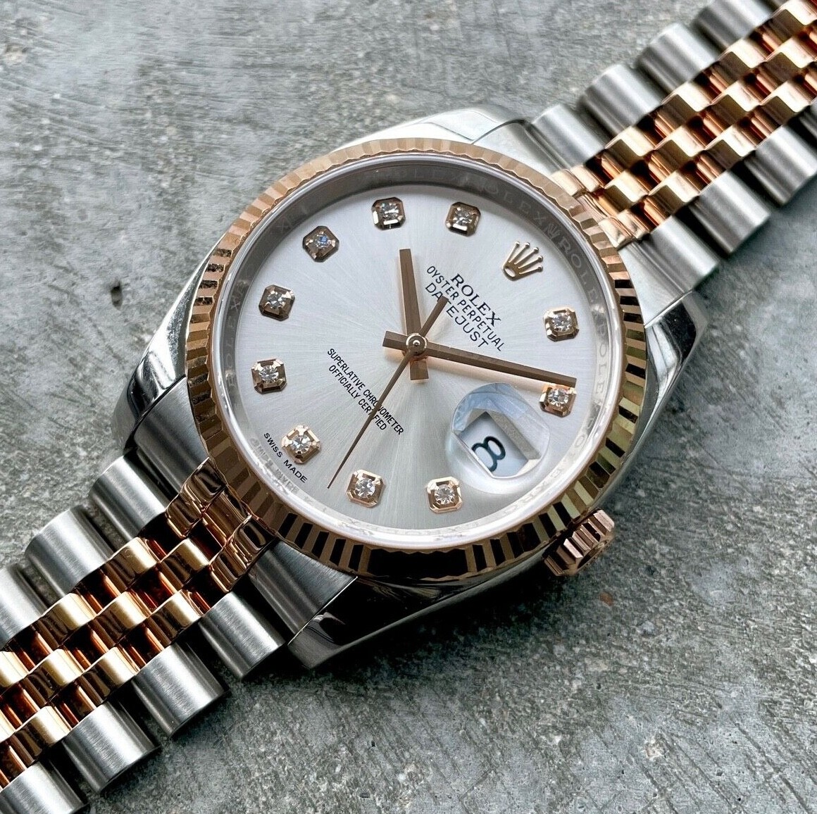 2016 Rolex 36 mm Datejust 116231 Two Tone Jubilee Diamond Dial Jubilee Rose Gold 2016 Rolex 36 mm Datejust 116231 Two Tone Jubilee Diamond Dial Jubilee Rose Gold