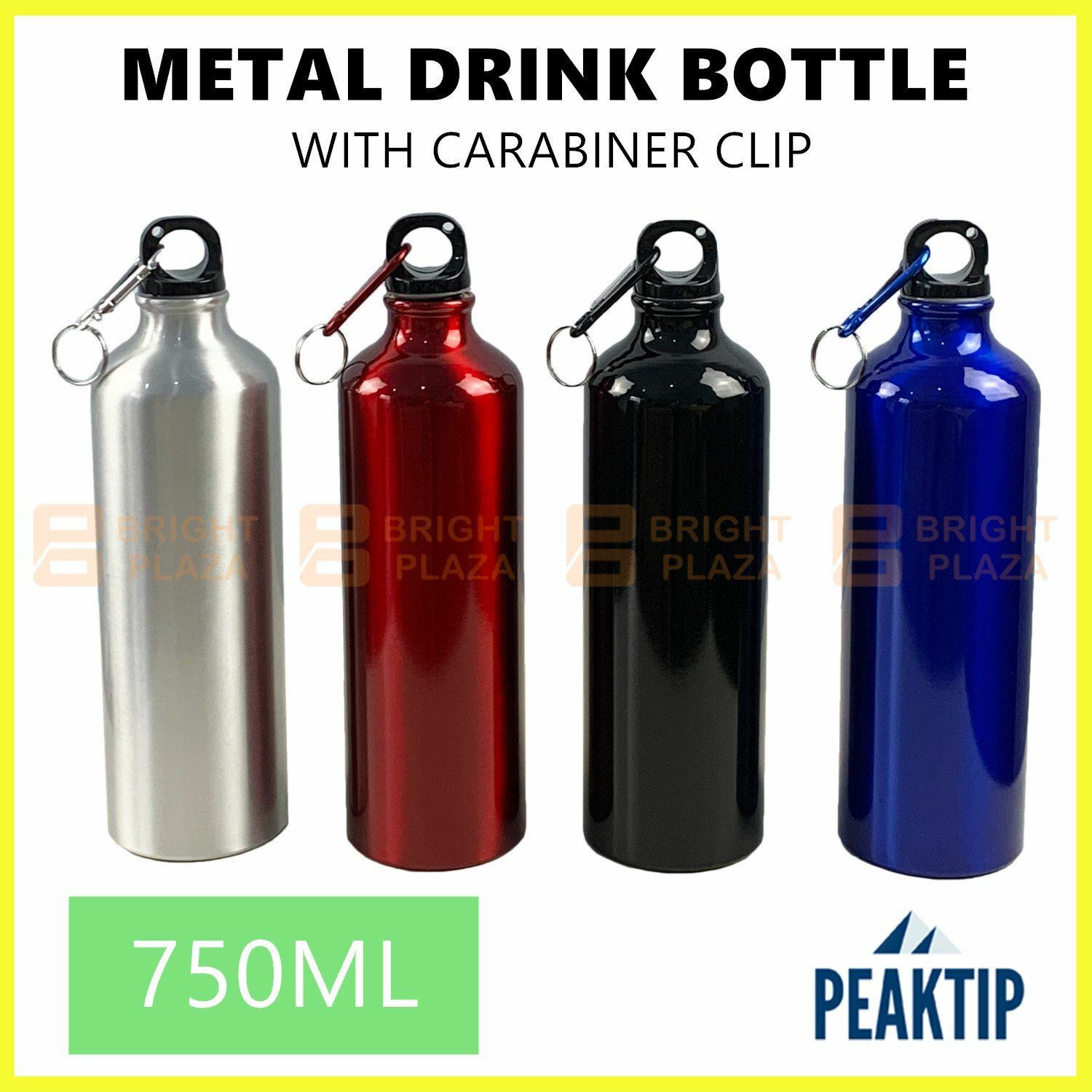 750ml Aluminium Drink Water Bottle Outdoor Sports Gym Cycling Camping Metal Clip