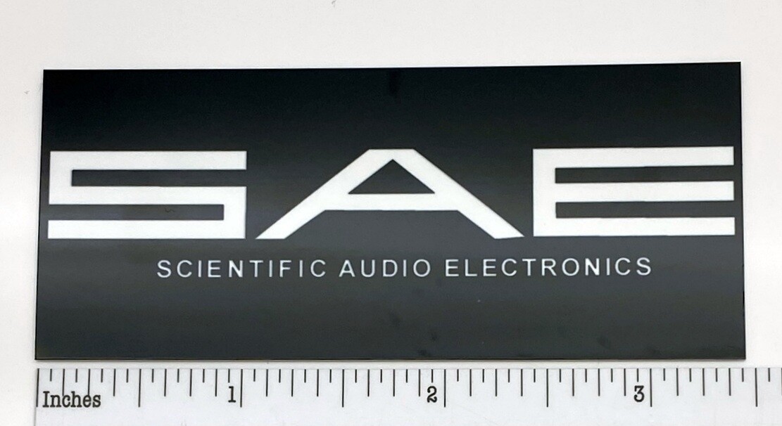 SAE Scientific Audio Electronics Custom Made Aluminum Amplifier Badge SAE Scientific Audio Electronics Custom Made Aluminum Amplifier Badge