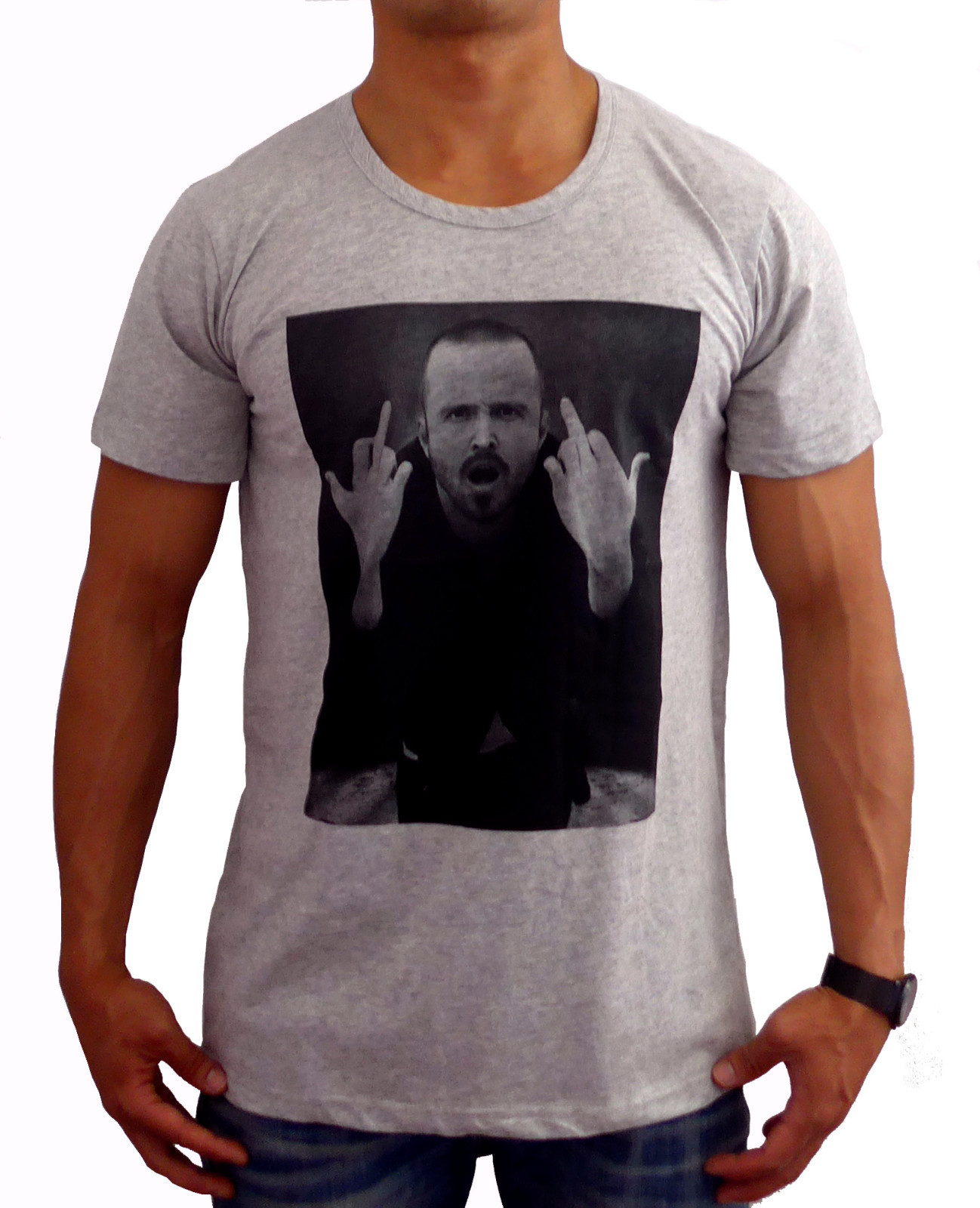 NEW MENS GREY BREAKING BAD T SHIRT FINGERS JESSIE GYM FASHION CASUAL MUSCLE NEW MENS GREY BREAKING BAD T SHIRT FINGERS JESSIE GYM FASHION CASUAL MUSCLE