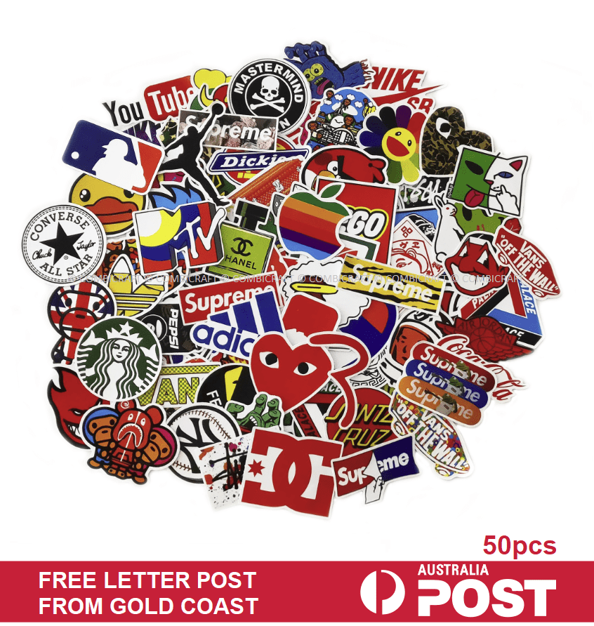 50 Logo Stickers Vinyl Decal Brand Logo Skateboard Laptop Car Bomb Bike Luggage 50 Logo Stickers Vinyl Decal Brand Logo Skateboard Laptop Car Bomb Bike Luggage