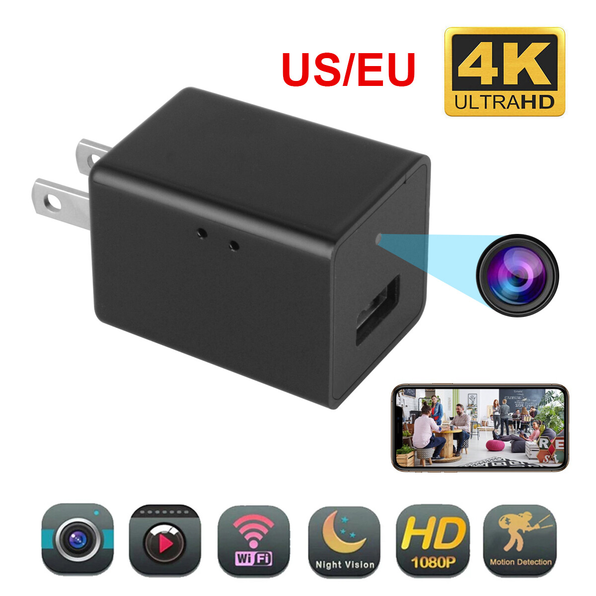 Surveillance Spy Camera Security Hidden Motion Detection DVR HD1080P Charger Surveillance Spy Camera Security Hidden Motion Detection DVR HD1080P Charger