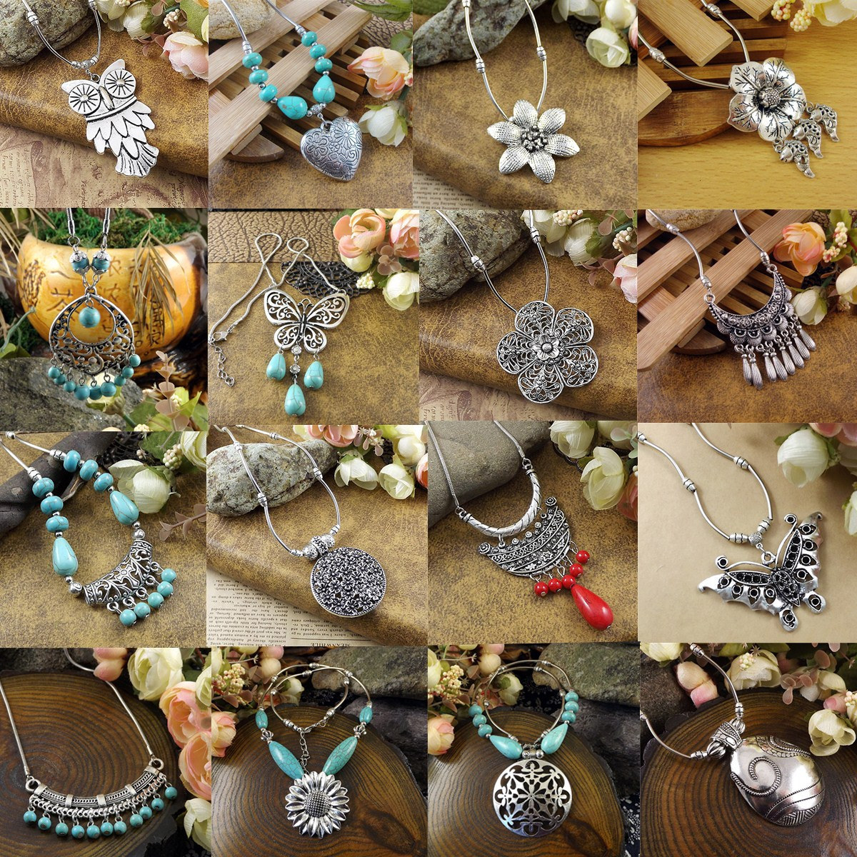 20 style Vintage Women’s Tibetan Silver Turquoise Beads String Pendant Necklace 20 style Vintage Women’s Tibetan Silver Turquoise Beads String Pendant Necklace