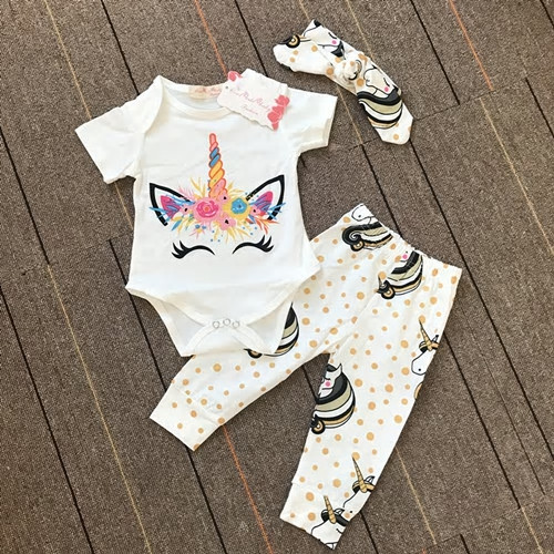 NWT Unicorn Baby Girls Bodysuit Sparkle Gold Polka Dot Pants Headband Outfit Set NWT Unicorn Baby Girls Bodysuit Sparkle Gold Polka Dot Pants Headband Outfit Set