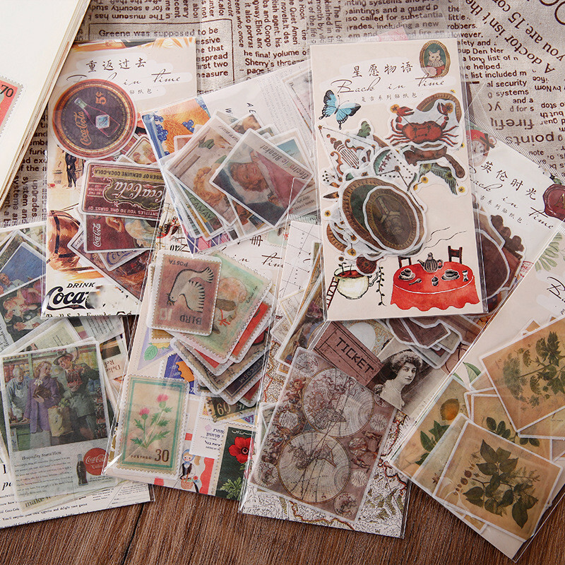 40pcs Vintage Retro Paper Stickers Diy Scrapbooking Junk Journal Sticker Crafts 40pcs Vintage Retro Paper Stickers Diy Scrapbooking Junk Journal Sticker Crafts