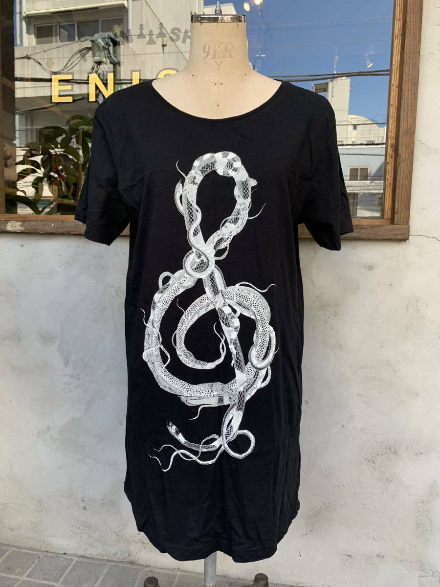 Diesel Long T-Shirt Tops Sewn Snake Black Mens Men’S Clothing