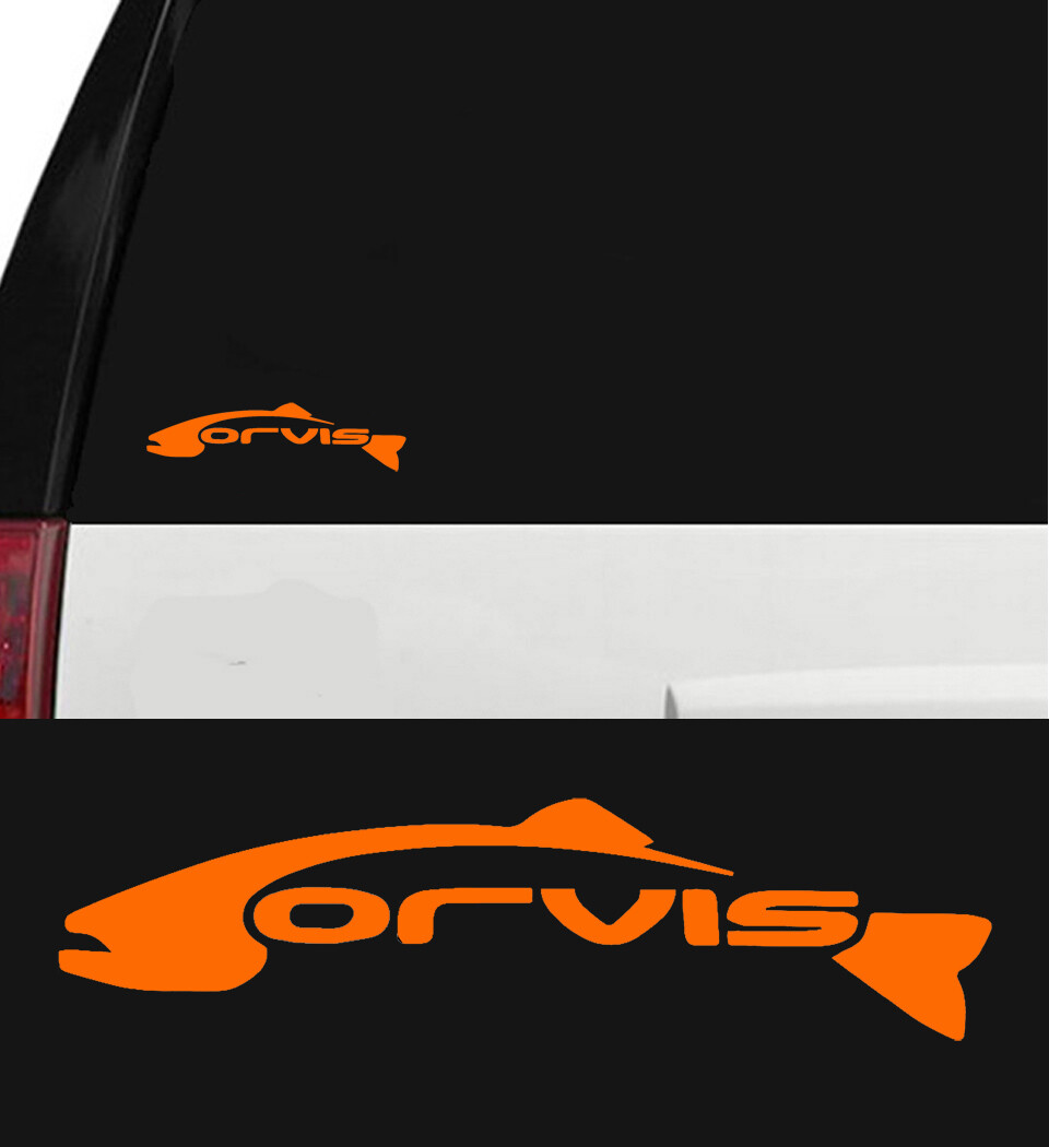 Orvis Fly Fishing Rod Outdoor Sports Trout Vinyl Decal Sticker Window Orange 7″
