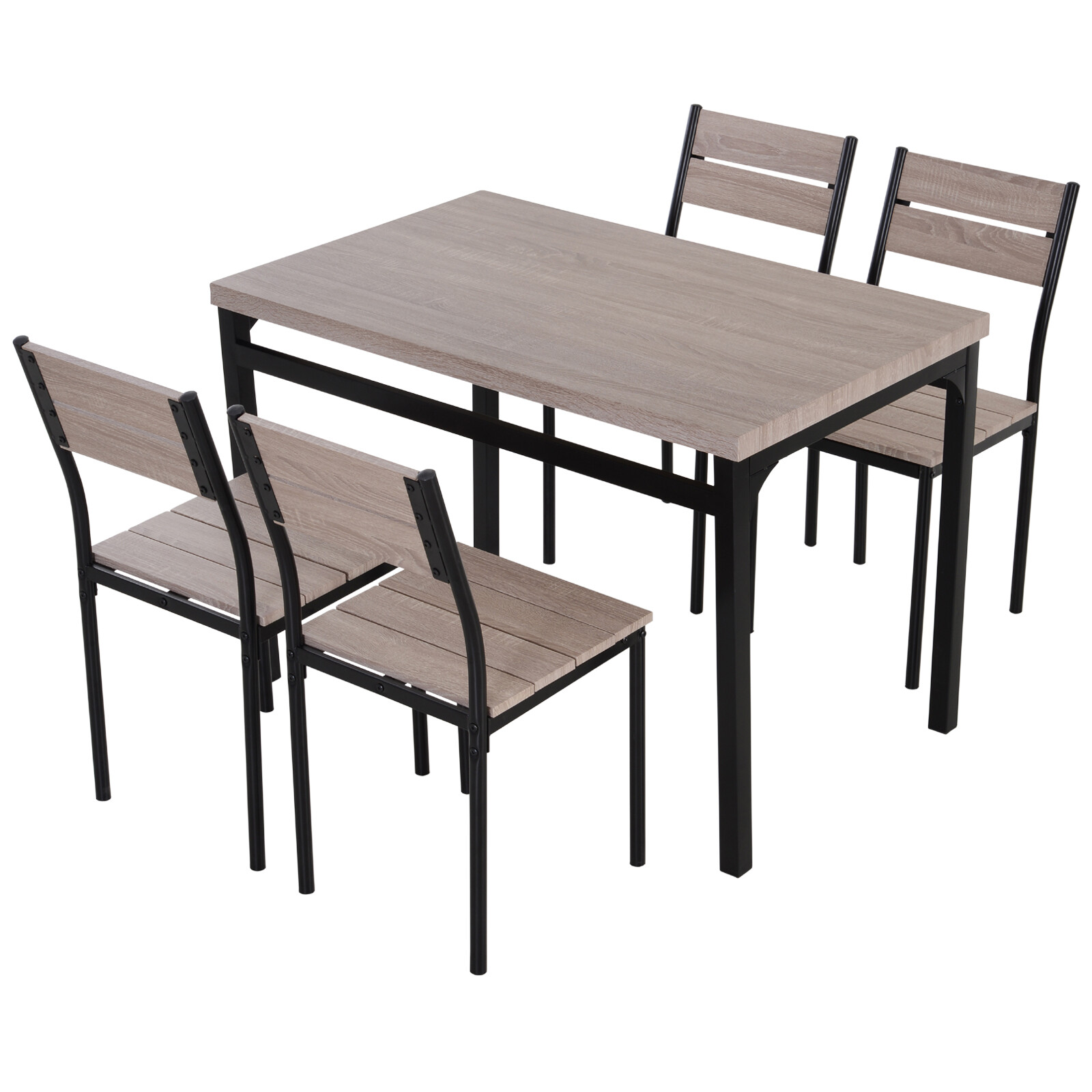 5pcs Wooden Bar Dining Set Kitchen Counter Height Table Chair Set for 4