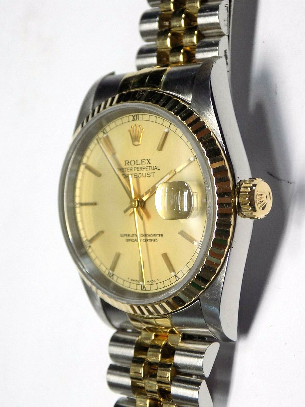Rolex Datejust Auto Steel Gold Diamonds Mens Jubilee Bracelet Watch 16233 Rolex Datejust Auto Steel Gold Diamonds Mens Jubilee Bracelet Watch 16233