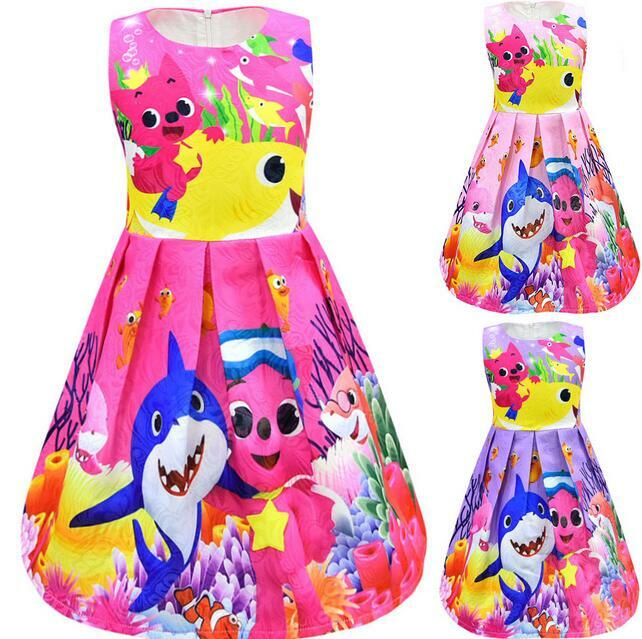 Girl Shark Baby Princess Dress Kids Party Holiday Birthday Sleeveless Skirt New Girl Shark Baby Princess Dress Kids Party Holiday Birthday Sleeveless Skirt New