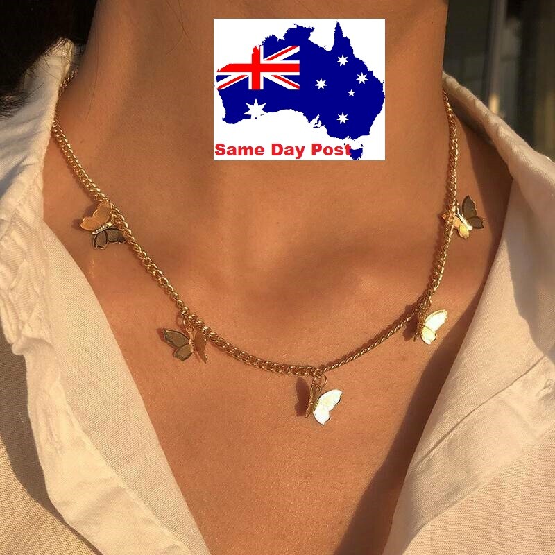 New 2020 Gold or Silver Plated Butterfly Star Chain Necklace Fashion New 2020 Gold or Silver Plated Butterfly Star Chain Necklace Fashion