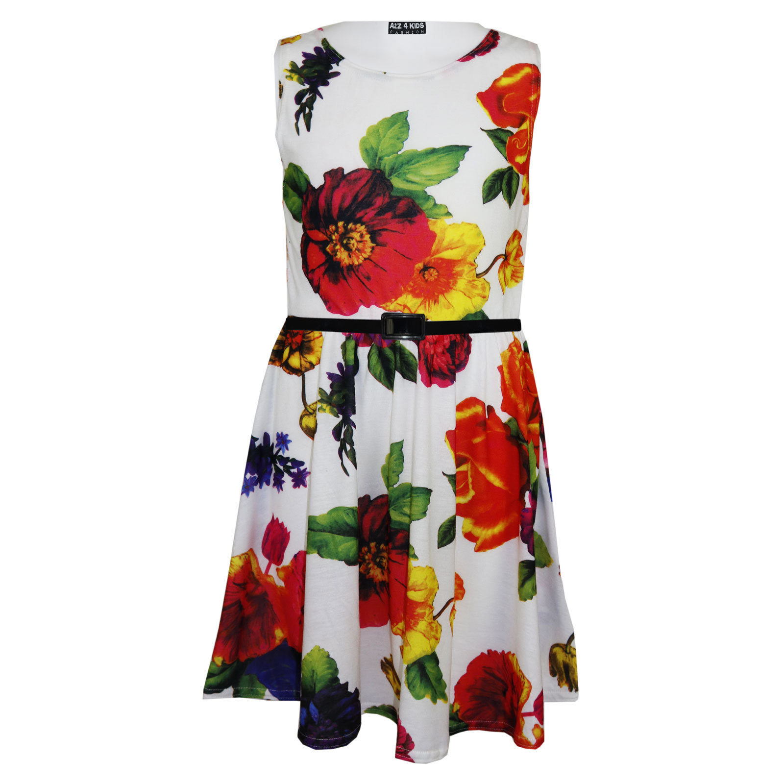 Girls Skater Dress Kids Floral Print Summer Party Fashion Dresses 7-13 Years Girls Skater Dress Kids Floral Print Summer Party Fashion Dresses 7-13 Years