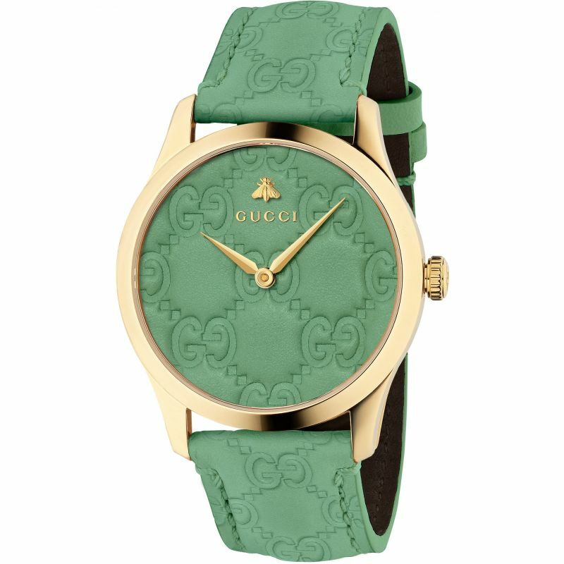 NEW Genuine GUCCI G-Timeless 38mm Gold Green GG Leather Womens Watch YA1264099 NEW Genuine GUCCI G-Timeless 38mm Gold Green GG Leather Womens Watch YA1264099