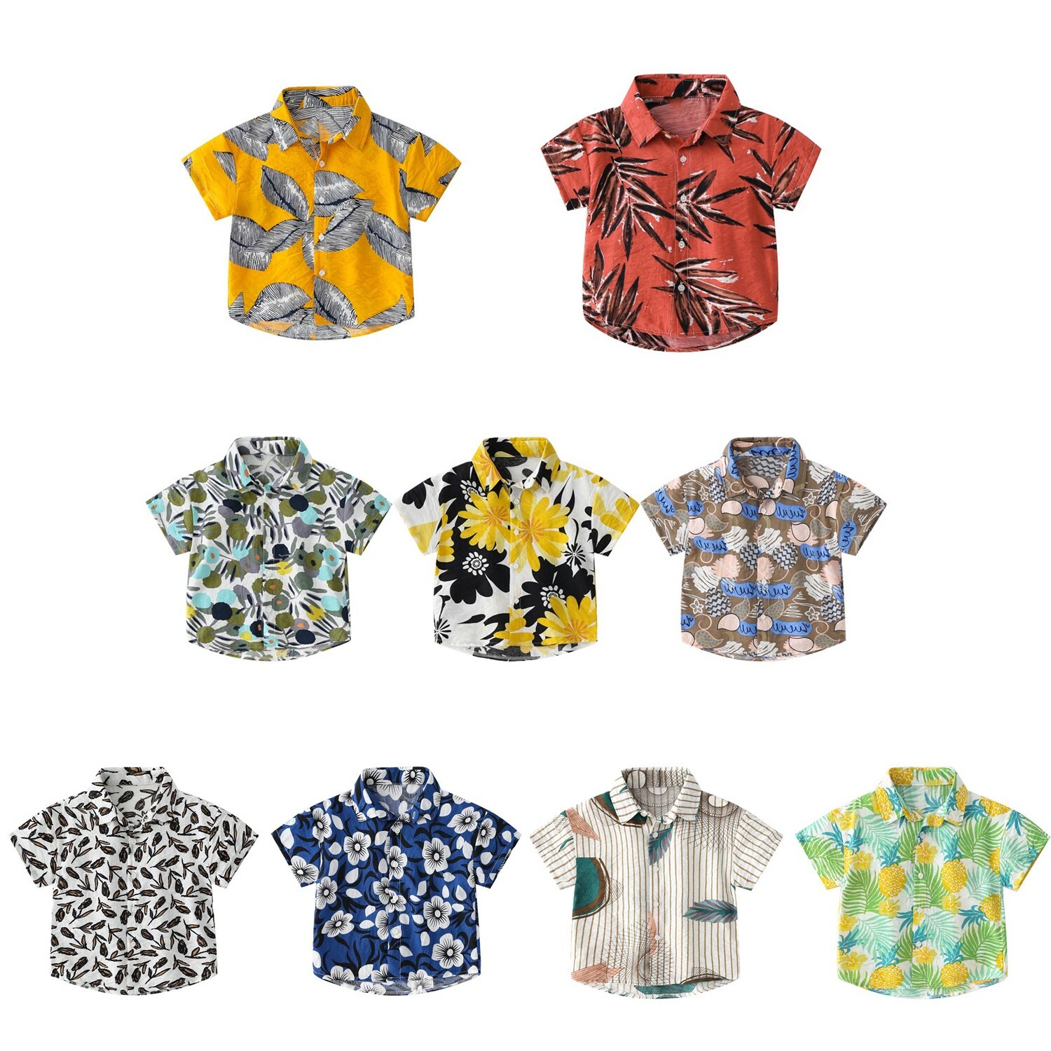 Lovely Boys Tops Kids Fashion Casual T-shirts Short Sleeve Turndown Collar Shirt