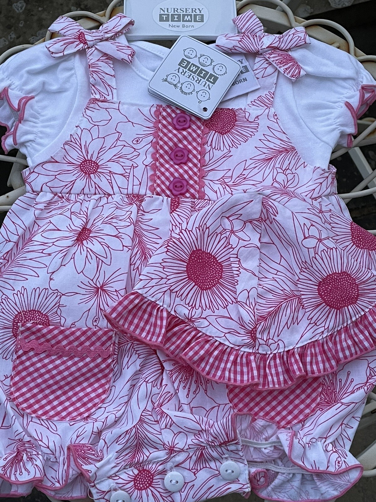 Baby Girls Spanish Style Romper All in One Newborn 0-3 3-6 Mths Pink Gingham Baby Girls Spanish Style Romper All in One Newborn 0-3 3-6 Mths Pink Gingham