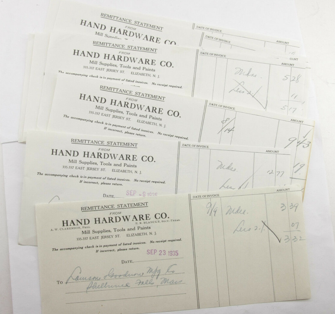 1935 Lamson Goodnow Hand Hardware Co Elizabeth NJ Payment Voucher Ephemera P769D 1935 Lamson Goodnow Hand Hardware Co Elizabeth NJ Payment Voucher Ephemera P769D