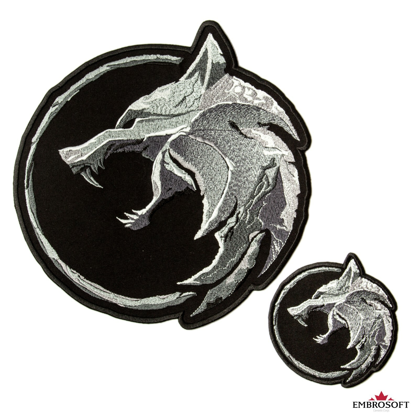 The Witcher Patch Logo, TV series and Game Emblem, Head of Wolf Embroidered The Witcher Patch Logo, TV series and Game Emblem, Head of Wolf Embroidered