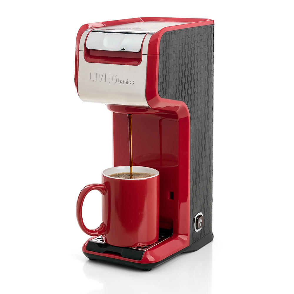 Red 2 In 1 Single Serve Slim Coffee Kitchen Maker Brewer, Ground & K-Cup Pods Red 2 In 1 Single Serve Slim Coffee Kitchen Maker Brewer, Ground & K-Cup Pods