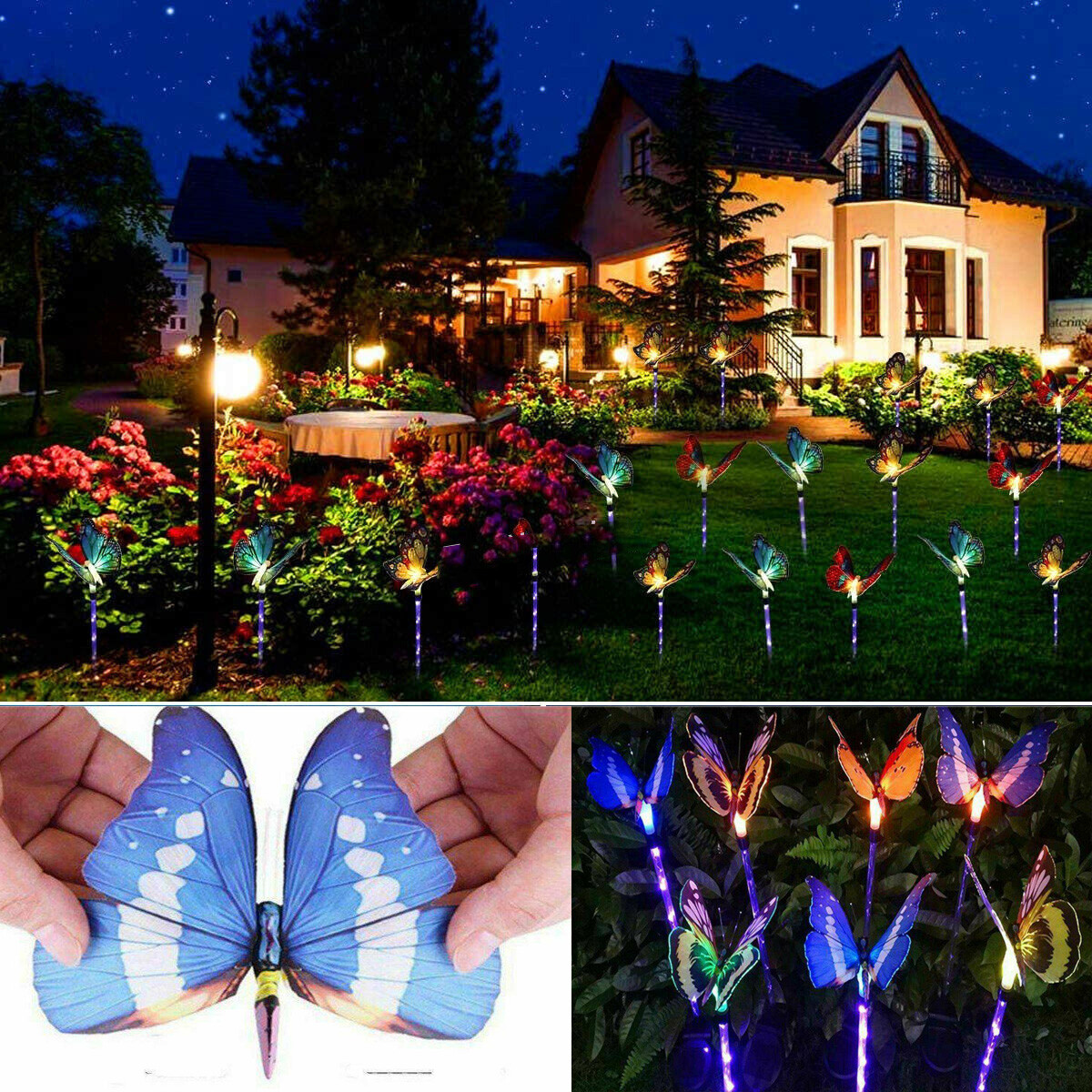1/3Pcs Solar Garden Stake Butterfly Light Landscape Lamp Yard LED Lights Outdoor 1/3Pcs Solar Garden Stake Butterfly Light Landscape Lamp Yard LED Lights Outdoor