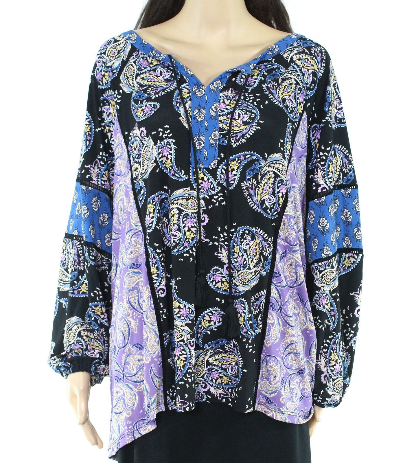 Style & Co. Womens Blouse Purple Blue Size 3X Plus Paisley Floral Print $59 #080