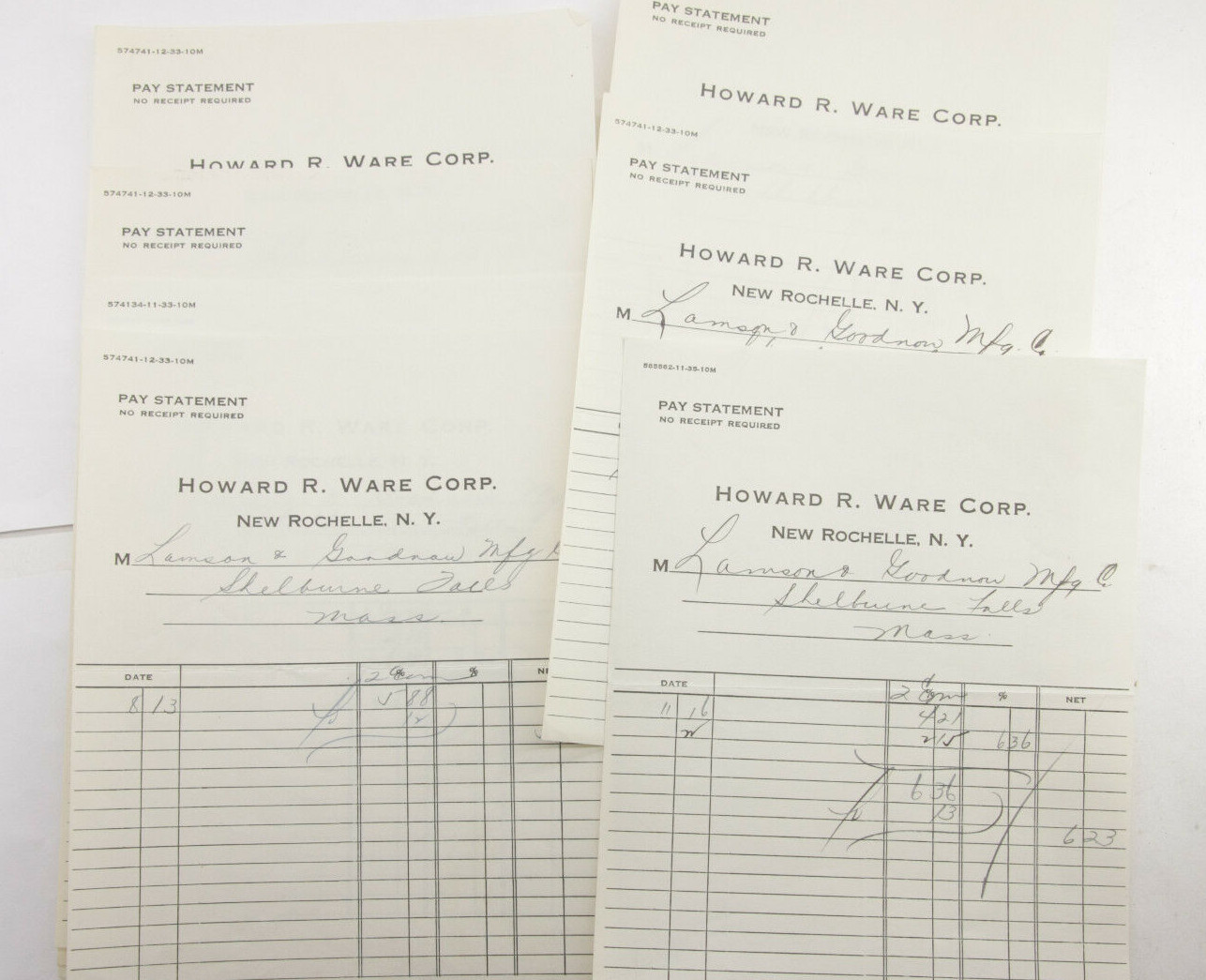 1935 Lamson Goodnow Howard R Ware Corp New Rochelle NY Vouchers Ephemera P771A 1935 Lamson Goodnow Howard R Ware Corp New Rochelle NY Vouchers Ephemera P771A