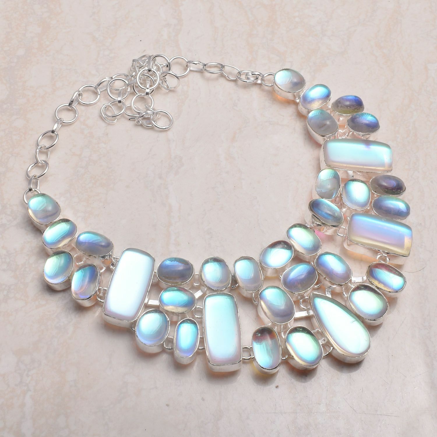 Rainbow Fire Topaz Handmade Big Necklace Jewelry 108 Gms LBN-3531 Rainbow Fire Topaz Handmade Big Necklace Jewelry 108 Gms LBN-3531