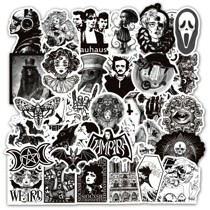 50Pcs goth Punk Gothic Demon Vinyl Stickers for Luggage Laptop Skateboard Decals 50Pcs goth Punk Gothic Demon Vinyl Stickers for Luggage Laptop Skateboard Decals